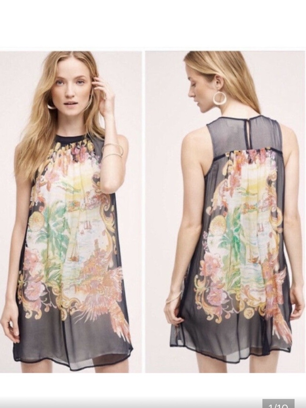 Anthropologie Moulinette Soeurs Black Silk Shift Dress